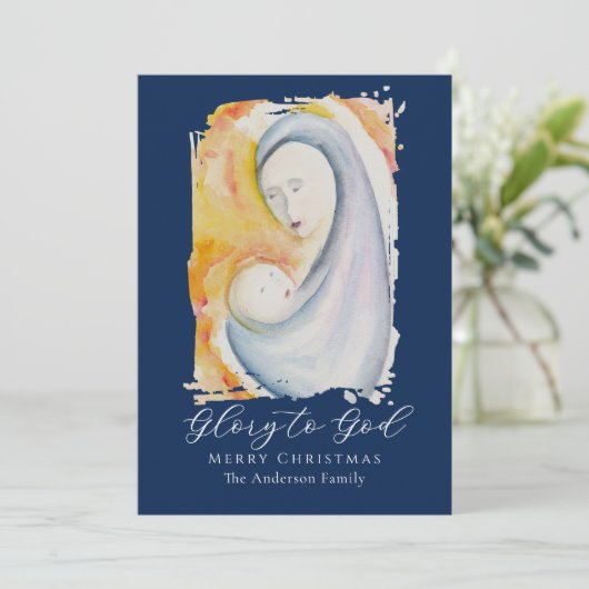 Madonna and Child Bible Verse Calligraphy Script シーズンカード (スタンド正面)