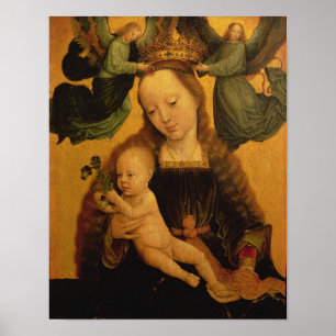 Madonna and Child Crowned by Two Angels, c.1520 ポスター