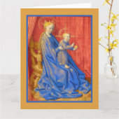 Madonna and Child Enthroned Jean Fouquet Holiday カード (黄色い花)