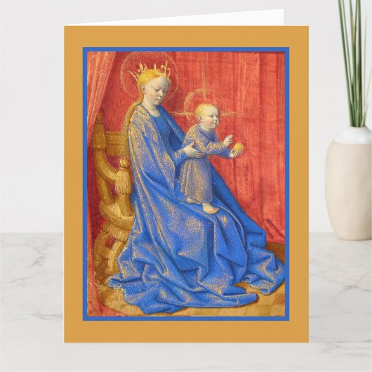 Madonna and Child Enthroned Jean Fouquet Holiday カード (正面)