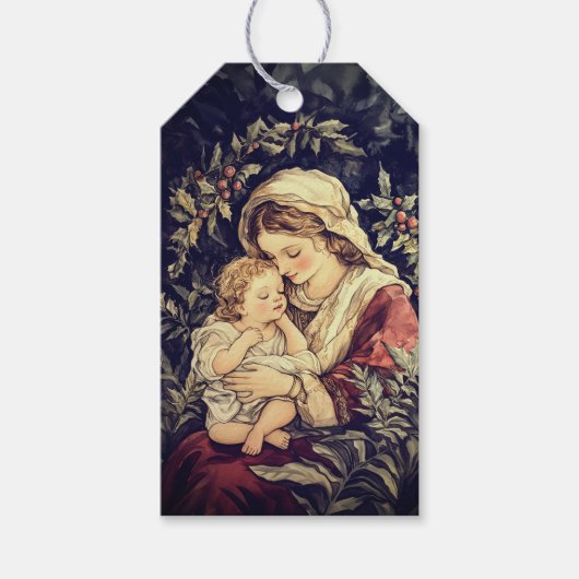 Madonna and Child Vintage Christmas ギフトタグ (正面)