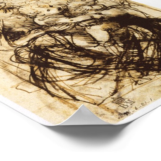 Madonna and Child with a Cat, Leonardo da Vinci ポスター (角)