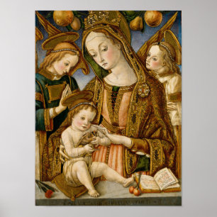 Madonna and Child with Two Angels ポスター