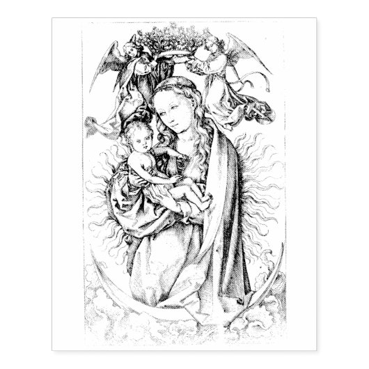 Madonna crowned by two Angels Rubber Stamp ラバースタンプ (インプリント)