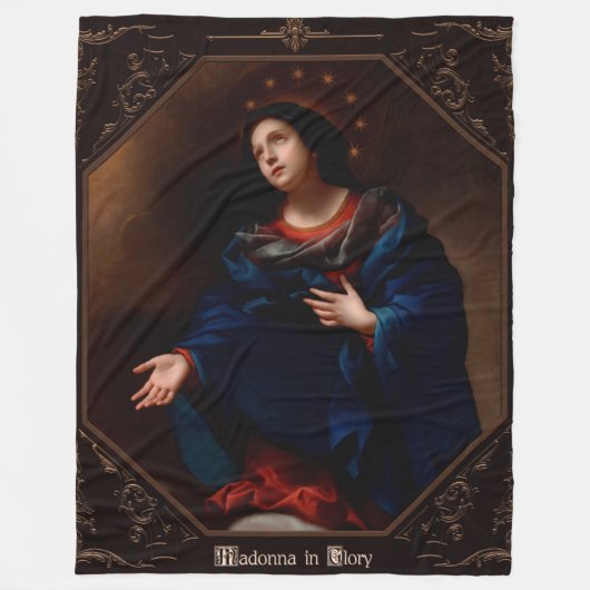 Madonna in Glory by Carlo Dolci フリースブランケット (正面)