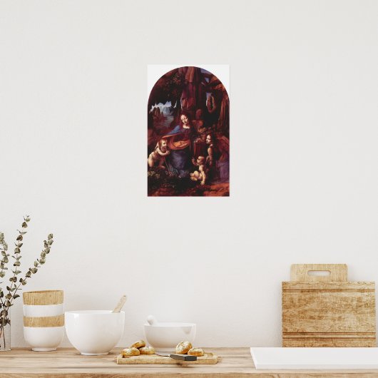 Madonna in the rock cave by Leonardo da Vinci ポスター (キッチン)