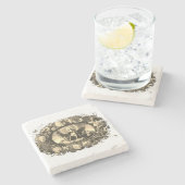 Madonna – Maria – Blumenkranz – shabby chic ストーンコースター (横)