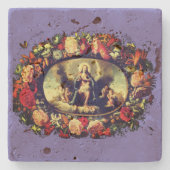 Madonna – Maria – Blumenkranz – Vintage ストーンコースター (正面)