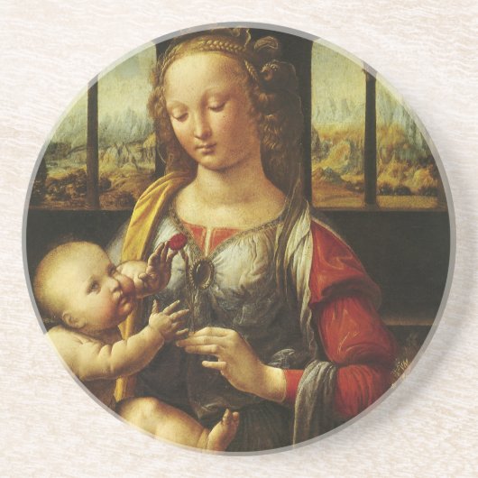 Madonna of the Carnation by Leonardo da Vinci コースター (正面)