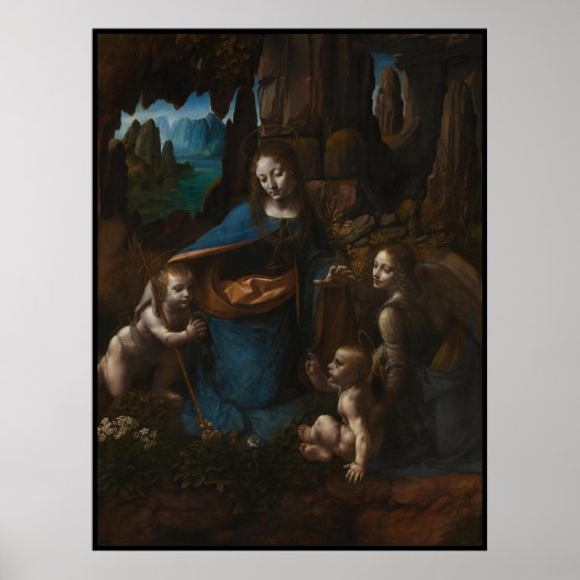 Madonna of the Rocks"Virgin Mary, baby Jesus, John ポスター (正面)