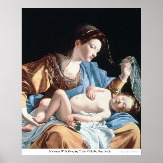 Madonna With Sleeping Christ Child by Gentileschi ポスター (正面)