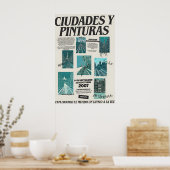 Madrid Art Exhibition Poster Spanish Cityscape ポスター (キッチン)