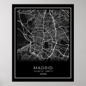 Madrid City Map - Madrid Black Map Poster ポスター (正面)