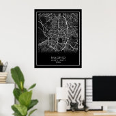 Madrid City Map - Madrid Black Map Poster ポスター (ホームオフィス)