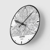 Madrid Clock City Line Art ラウンド壁時計 (傾斜)