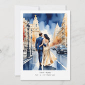 Madrid Gran Vía Colorful Cityscape Wedding Couple セーブザデート (正面)