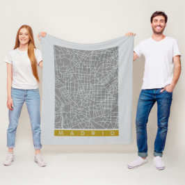 Madrid map フリースブランケット
