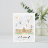 Madrid Skyline Watercolor | Spain Travel シーズンポストカード (スタンド正面)