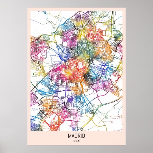 Madrid Spain City Map ポスター (正面)