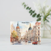 Madrid Spain City View Watercolor Painting ポストカード (スタンド正面)