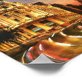 Madrid Spain Gran Via Night Watercolor Cityscape ポスター (角)
