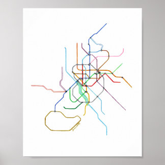 Madrid Spain Metro Map Art Print ポスター