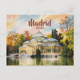 Madrid Spain Palacio de Cristal Watercolor Travel ポストカード