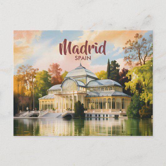 Madrid Spain Palacio de Cristal Watercolor Travel ポストカード (正面)