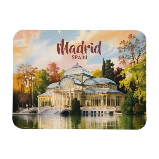 Madrid Spain Palacio de Cristal Watercolor Travel マグネット (横)