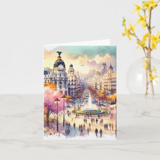 Madrid Spain Watercolor カード (黄色い花)