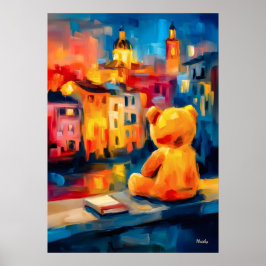 Madrid Teddy Sunset Plaza Skyline Print ポスター