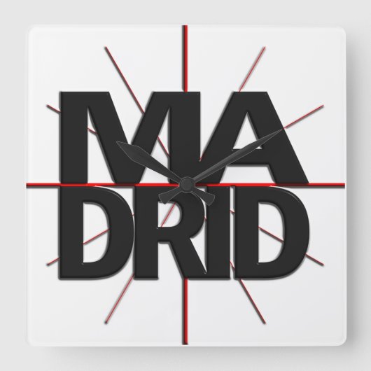 Madrid Timezone Wall Clock スクエア壁時計 (正面)