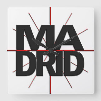 Madrid Timezone Wall Clock スクエア壁時計
