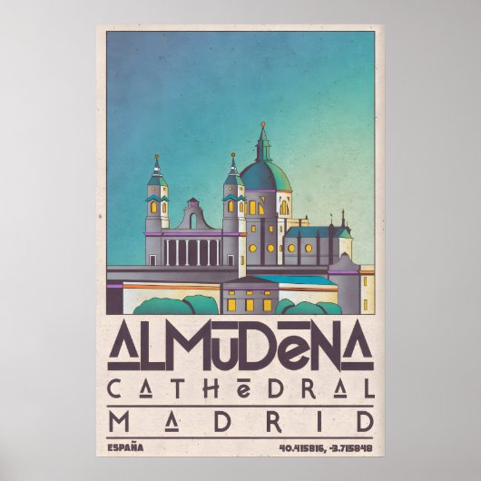 Madrid Wall Art Almudena Cathedral Silhouette ポスター (正面)