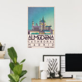 Madrid Wall Art Almudena Cathedral Silhouette ポスター (ホームオフィス)