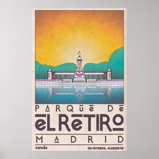 Madrid Wall Art Print Parque de El Retiro ポスター (正面)