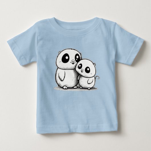 Mãe e bebê de Toupeira fofos ベビーTシャツ (正面)