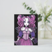 "Maegan" Pink Valentine Fairy Art Postcard シーズンポストカード (スタンド正面)