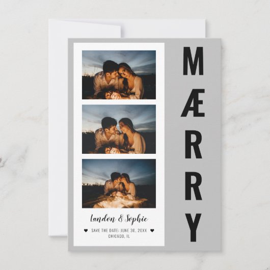 "MÆRRY" Christmas Save the Date Photo | Gray/Black シーズンカード (正面)