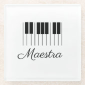 Maestraピアノ音楽先生キーボード（名前） ガラスコースター (正面)