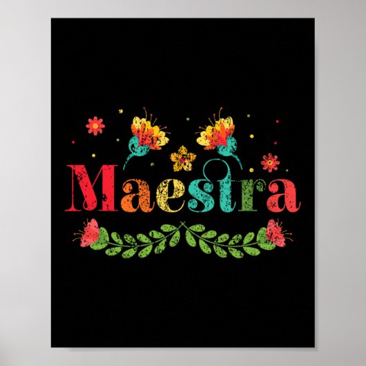 Maestra Spanish Teacher Multilingual Bilingual Tea ポスター (正面)