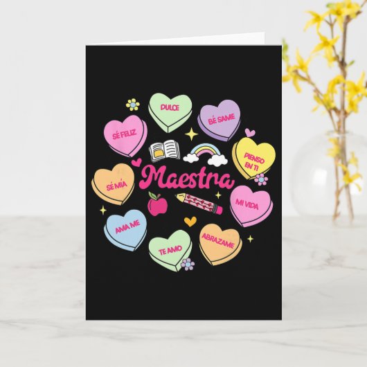 Maestra Valentine's Day Spanish Teacher Conversati カード (黄色い花)