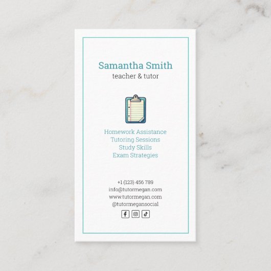 maestro profesor particular tutor domicilio blanco 名刺 (正面)