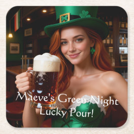 Maeve in Emerald Corset Irish Pub St Patrick's Day スクエアペーパーコースター