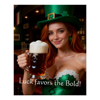 Maeve in Emerald Corset Irish Pub St Patrick's Day ポスター