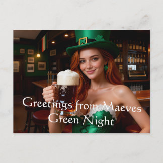 Maeve in Emerald Corset Irish Pub St Patrick's Day ポストカード