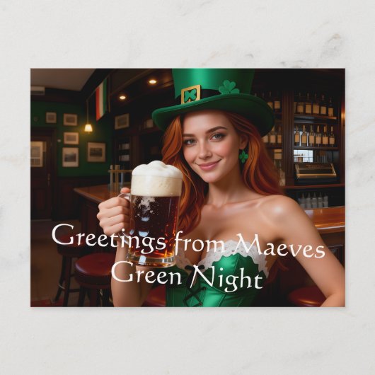 Maeve in Emerald Corset Irish Pub St Patrick's Day ポストカード (正面)