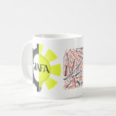 MAFAのロゴおよび単語の雲のマグ コーヒーマグカップ (正面左)