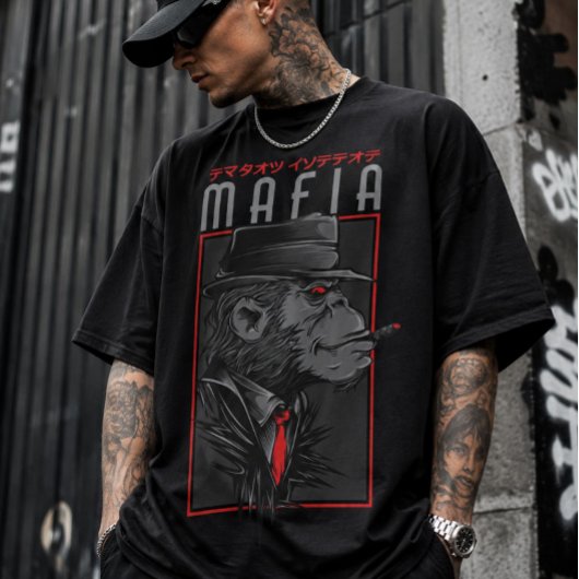 Mafia Monkey Smoking Cigar Graphic T-Shirt | Japan パーカ