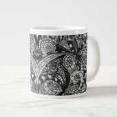 Magフローラ抽象芸術の背景 ジャンボコーヒーマグカップ (正面右)